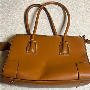 Etienne Aigner Tan Leather Satchel Structured Design